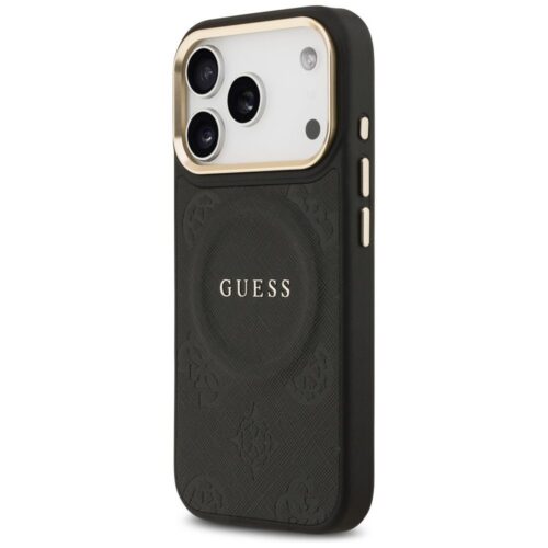 GUESS tok az IPHONE 17 Pro-hoz kompatibilis a MagSafe GUHMP17LPSAMSECK (PU W/ Peony Hot Stamp) fekete