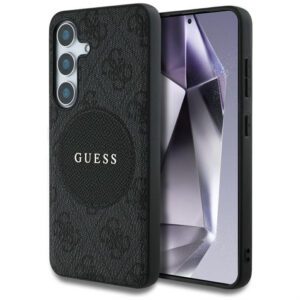 Guess 4G Round Patch Classic Logo MagSafe-kompatibilis tok Samsung Galaxy S25 - fekete