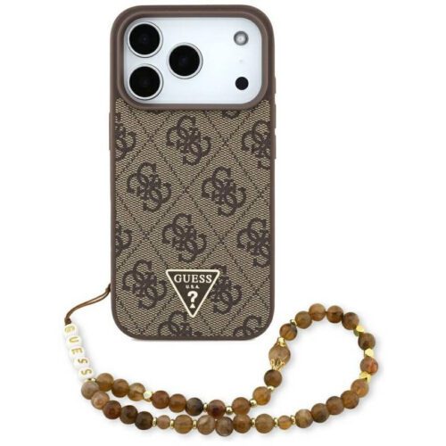 Guess 4G Strap háromszög logó MagSafe tok iPhone 17 Pro barna