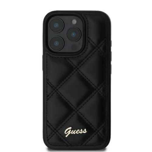 Guess GUHCP16LPSQSQSK Quilted Metal Logo keménytok iPhone 16 Pro - fekete - Image 2