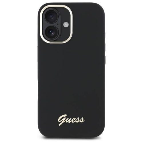 Guess GUHCP16MSMBSLK iPhone 16 Plus 6.7" fekete keménytok szilikon script fém logó és keret - Image 2