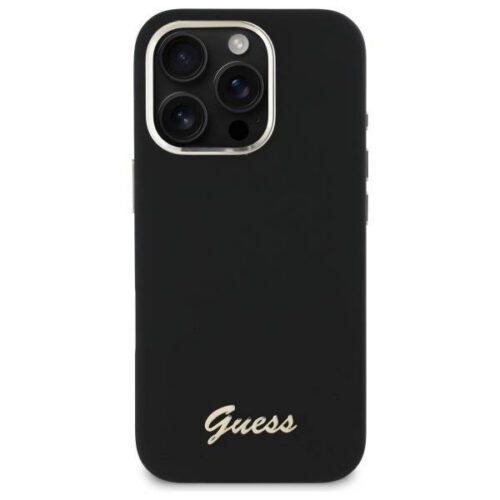 Guess GUHCP16XSMBSLK iPhone 16 Pro Max 6.9" fekete keménytok szilikon script fém logó és keret - Image 2