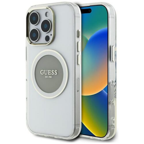 Guess GUHMP16LHTDRCEDG IML Metal Colored Circle Classic Logo MagSafe-kompatibilis tok iPhone 16 Pro - szürke