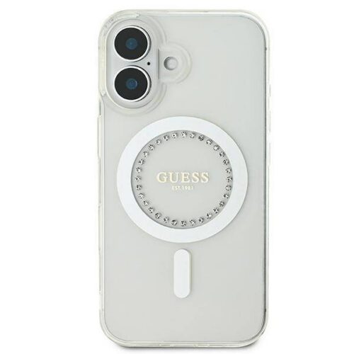 Guess GUHMP16MPFTDTEH iPhone 16 Plus 6.7" fehér keménytok IML strasszokkal MagSafe - Image 2