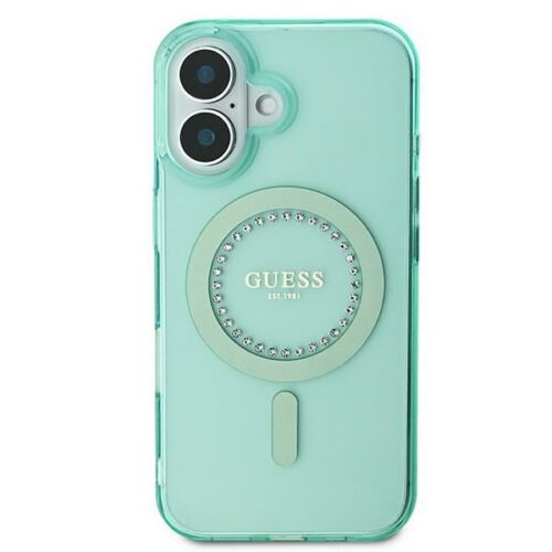 Guess GUHMP16SPFTDTEN IML Rhinestones MagSafe keménytok iPhone 16 - zöld - Image 2