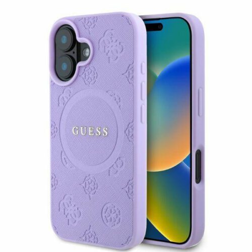 Guess GUHMP16SPSAPSMEU MagSafe Safiano Peony Classic Logo keménytok iPhone 16 - lila