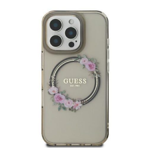 Guess GUHMP16XHFWFCK IML Flowers Wreath MagSafe-kompatibilis keménytok iPhone 16 Pro Max - szürke átlátszó - Image 2