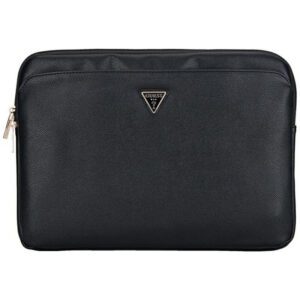 Guess Grained Zipper Pocket Triangle Logo laptoptáska 14" - fekete