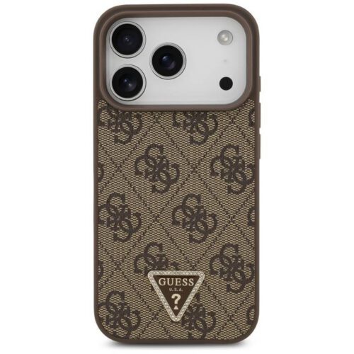 Guess Leather 4G Triangle Strass MagSafe bőr tok iPhone 17 Pro barna - Image 2