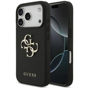 Guess szemcsés Big 4G & Classic Logo tok iPhone 17 Pro fekete