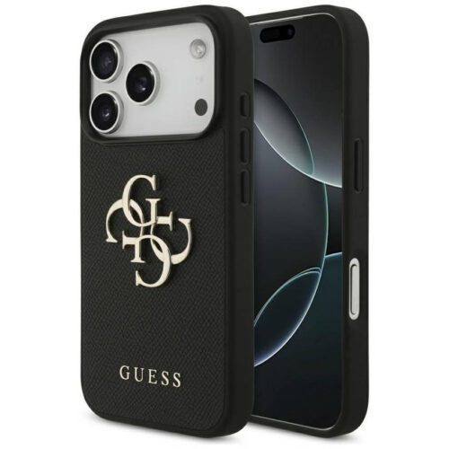 Guess szemcsés Big 4G & Classic Logo tok iPhone 17 Pro fekete