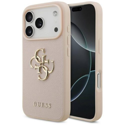 Guess szemcsés Big 4G & Classic Logo tok iPhone 17 Pro rózsaszínhez