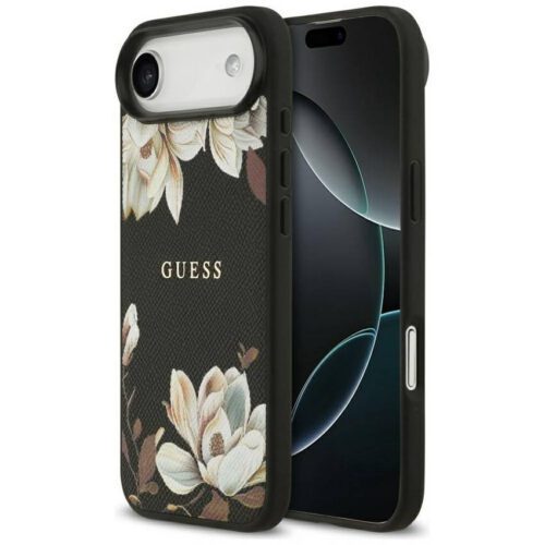 Guess szemcsés virágok klasszikus logó MagSafe tok iPhone Air fekete