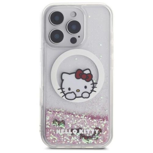 Hello Kitty HKHMP16LLSWKH Liquid Glitter Sweet Kitty Bows MagSafe-kompatibilis keménytok iPhone 16 Pro - fehér - Image 2