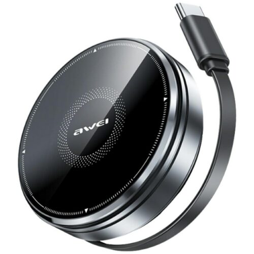Indukciós töltő 3 1-ben AWEI W27 15W USB-C kábellel Gyors töltés fekete
