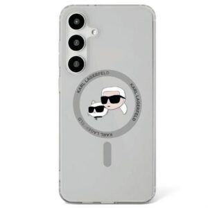 Karl Lagerfeld Button Karl & Choupette Heads Printed Logo MagSafe-kompatibilis tok Samsung Galaxy S25 - fekete