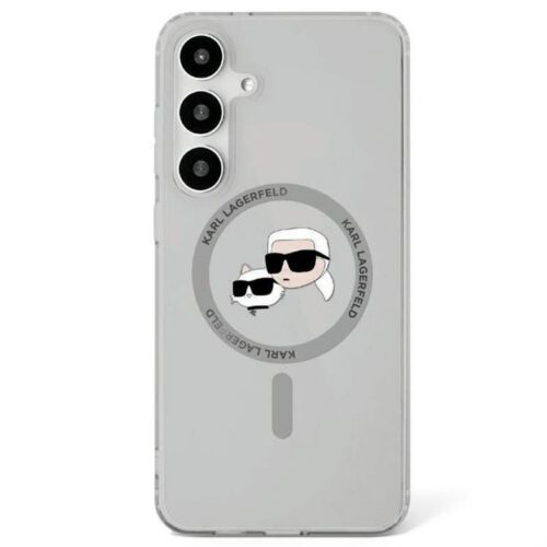Karl Lagerfeld Button Karl & Choupette Heads Printed Logo MagSafe-kompatibilis tok Samsung Galaxy S25 - fekete