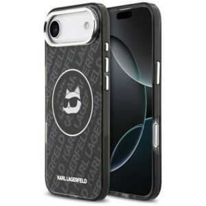 Karl Lagerfeld IML Choupette fej logó MagSafe tok iPhone Airhez Fekete