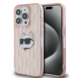 Karl Lagerfeld KLHCP13XHKLPCHP IML Choupette Head & Monogram tok iPhone 13 Pro Max - rózsaszín