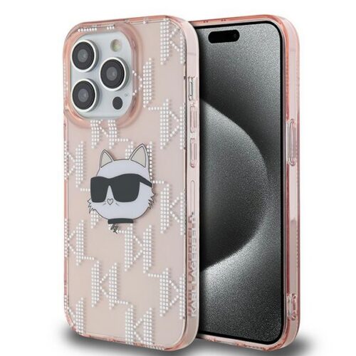 Karl Lagerfeld KLHCP13XHKLPCHP IML Choupette Head & Monogram tok iPhone 13 Pro Max - rózsaszín