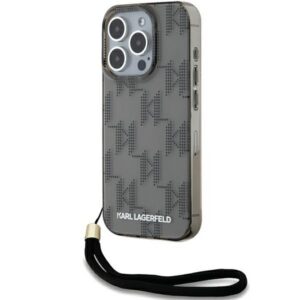 Karl Lagerfeld KLHCP15LHKDPNSK IML Mono KL Pattern & Cord tok iPhone 15 Pro - fekete