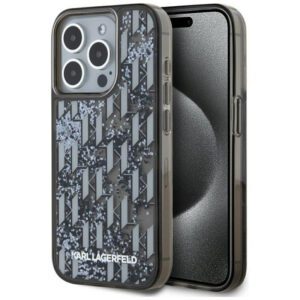 Karl Lagerfeld KLHCP15LLKLGKCCK Liquide Glitter Monogram Gradient tok iPhone 15 Pro - fekete