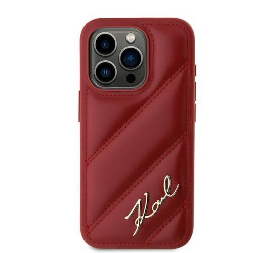 Karl Lagerfeld KLHCP15LPQDSMGR Diagonal Quilted Script tok iPhone 15 Pro - piros - Image 2