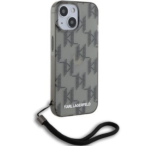 Karl Lagerfeld KLHCP15SHKDPNSK IML Mono KL Pattern & Cord tok iPhone 15 - fekete - Image 2