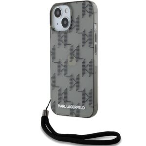 Karl Lagerfeld KLHCP15SHKDPNSK IML Mono KL Pattern & Cord tok iPhone 15 - fekete