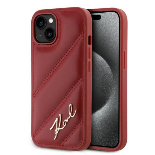 Karl Lagerfeld KLHCP15SPQDSMGR Diagonal Quilted Script tok iPhone 15 - piros
