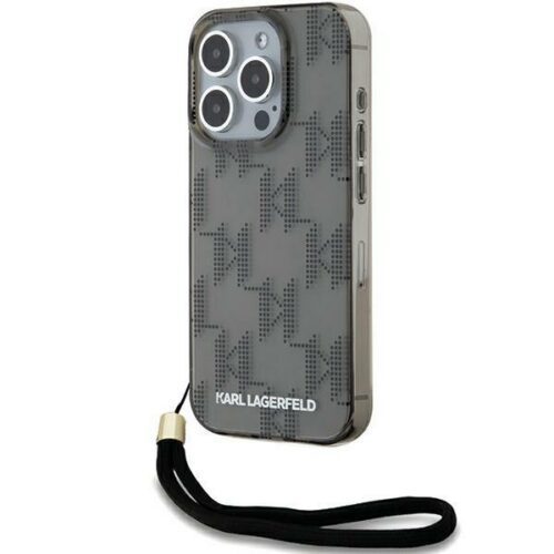 Karl Lagerfeld KLHCP15XHKDPNSK IML Mono KL Pattern & Cord tok iPhone 15 Pro Max - fekete