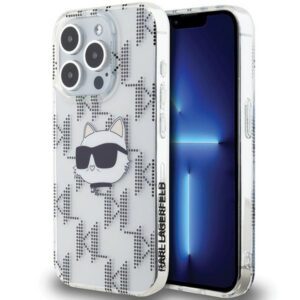 Karl Lagerfeld KLHCP15XHKLPCHT IML Choupette Head & Monogram tok iPhone 15 Pro Max - átlátszó