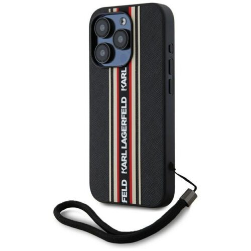 Karl Lagerfeld KLHCP15XPAMSCNSR Saffiano Athleisure Stripes Cord tok iPhone 15 Pro Max - piros