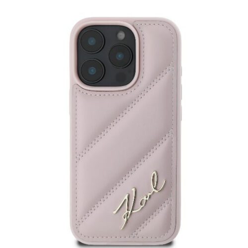 Karl Lagerfeld KLHCP16LPQDSMGP Quilted Signature keménytok iPhone 16 Pro - rózsaszín - Image 2