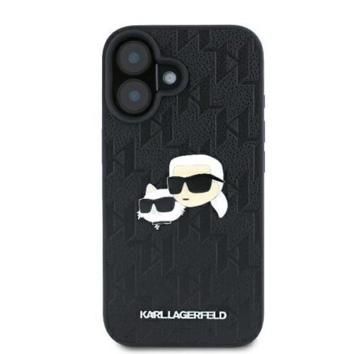 Karl Lagerfeld KLHCP16SPGKLKCPK Monogram Karl&Chaoupette Head Pin keménytok iPhone 16 - fekete - Image 2