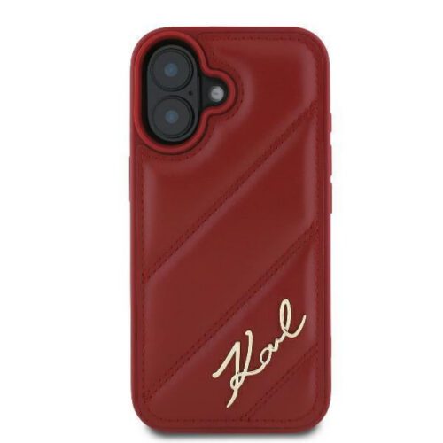 Karl Lagerfeld KLHCP16SPQDSMGR Diagonal Quilted Script keménytok iPhone 16 - piros - Image 2