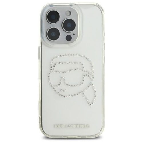 Karl Lagerfeld KLHCP16XHKHDCELT IML Rhinestones Karl Head tok iPhone 16 Pro Max - átlátszó - Image 2