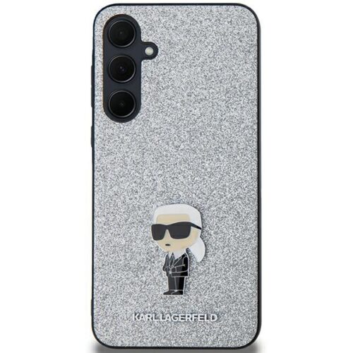 Karl Lagerfeld KLHCSA35GCNPSG Fixed Glitter Choupette Logo Metal Pin keménytok Samsung Galaxy A35 - ezüst - Image 2