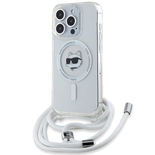 Karl Lagerfeld KLHMP15LHCCHNT IML Choupette Head & Cord MagSafe-kompatibilis tok iPhone 15 Pro - átlátszó
