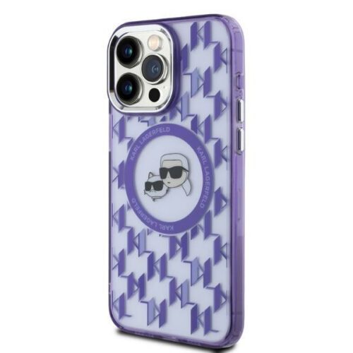 Karl Lagerfeld KLHMP15LHMCKMHU IML Monogram Karl&Choupette Head MagSafe tok iPhone 15 Pro - lila - Image 2