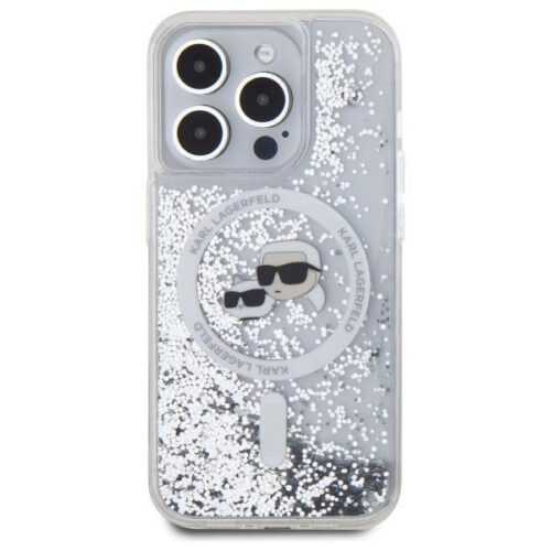 Karl Lagerfeld KLHMP15LLGKCSGH Liquid Glitter Karl&Choupette Head MagSafe-kompatibilis keménytok iPhone 15 Pro - átlátszó - Image 2