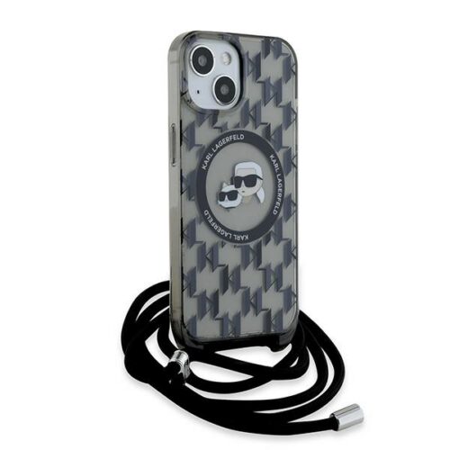 Karl Lagerfeld KLHMP15SHCKCKLCK IML Crossbody Monogram Karl & Choupette Head MagSafe-kompatibilis tok iPhone 15 - fekete - Image 2