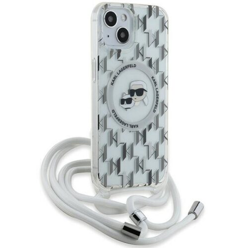 Karl Lagerfeld KLHMP15SHCKCKLCT IML Crossbody Monogram Karl & Choupette Head MagSafe-kompatibilis tok iPhone 15 – átlátszó - Image 2