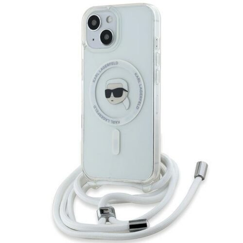 Karl Lagerfeld KLHMP15SHCKHNT Crossbody IML Karl Head MagSafe-kompatibilis tok iPhone 15 - átlátszó