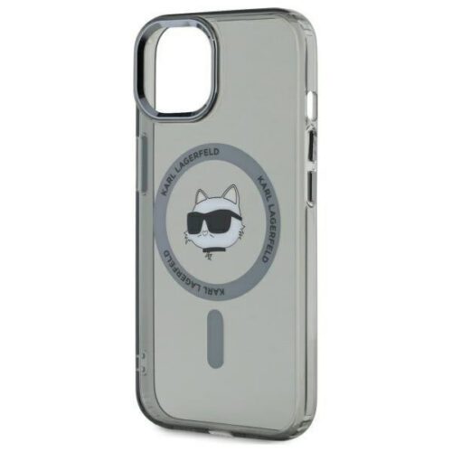 Karl Lagerfeld KLHMP15SHLSCHK IML Metal Choupette Head MagSafe-kompatibilis keménytok iPhone 15 - szürke átlátszó - Image 2