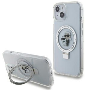 Karl Lagerfeld KLHMP15SHMRSKCH Ring Stand Karl&Choupette MagSafe-kompatibilis tok iPhone 15 - fehér