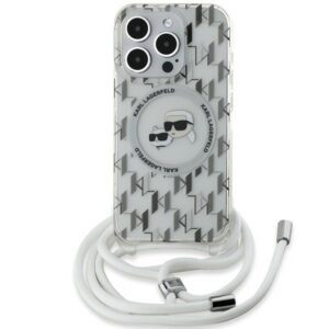 Karl Lagerfeld KLHMP15XHCCKCKLCT IML Crossbody Monogram Karl & Choupette Head MagSafe-kompatibilis tok iPhone 15 Pro Max - átlátszó
