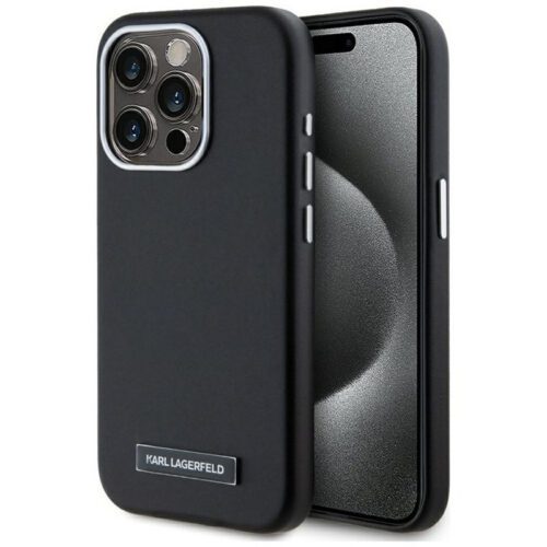 Karl Lagerfeld KLHMP15XPGMSRPK FW Metal Plate MagSafe-kompatibilis tok iPhone 15 Pro Max - fekete