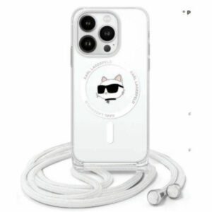 Karl Lagerfeld KLHMP16LHCCHNT IML Choupette Head & Cord MagSafe-kompatibilis keménytok iPhone 16 Pro - átlátszó
