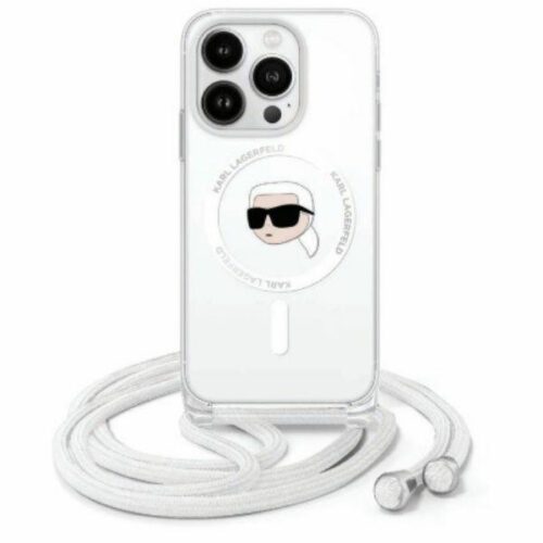 Karl Lagerfeld KLHMP16LHCKHNT Crossbody IML Karl Head MagSafe-kompatibilis keménytok iPhone 16 Pro - átlátszó